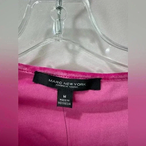 Marc New York Pink Velvet Cinch Sleeve Crew Neck - Size M - Picture 4 of 11